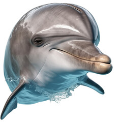 Fototapeta premium dolphin, face shot, portrait, isolated on transparent background cutout, generative ai.