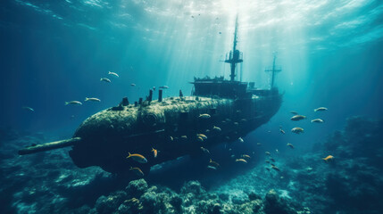 Submarine underwater Generative Ai