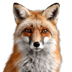 Fototapeta premium fox, face shot, portrait, isolated on transparent background cutout, generative ai.