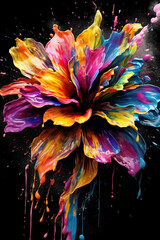 Flower made with colorful paint. Creative generative art