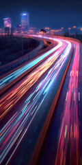 Fototapeta premium Traffic of multiple lane highway blurred in motion