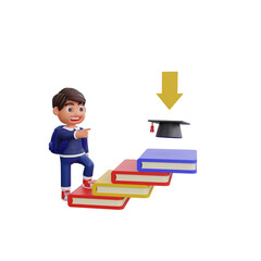 3d cute character going to higher education Back to school concept