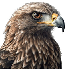 Obraz premium eagle, face shot, portrait, isolated on transparent background cutout, generative ai.