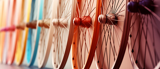 various colored spokes on spokes mounted to a wall Generated by AI