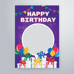 happy birthday  cartoon flyer design