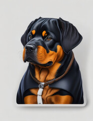 cartoon stickers Rottweiler dogs on a white background.Generative AI