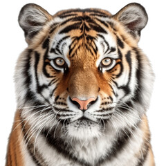 tiger, face shot, portrait, isolated on transparent background cutout, generative ai.