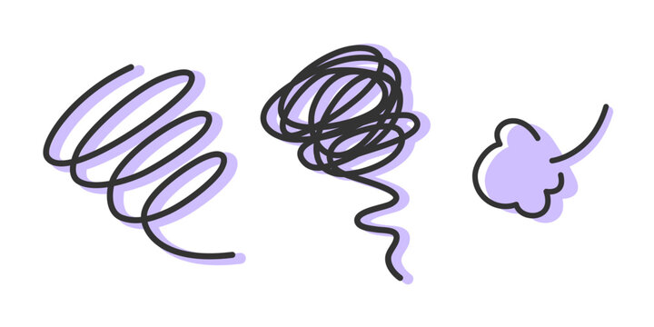 困惑、困る、不安、グルグル、ため息のアイコンイラスト　手描き・落書き風