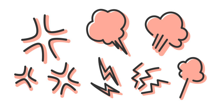 怒り、不満、イライラ、ムカつき、苛立ちのアイコンイラスト　手描き・落書き風