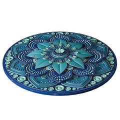 Painted Metal Mandala on White Background. 3D rendering