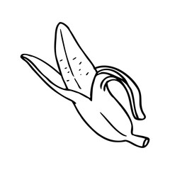 peeled banana outline vector illustration