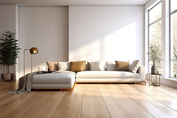Modern living room interior with stylish comfortable sofa,Generative AI
