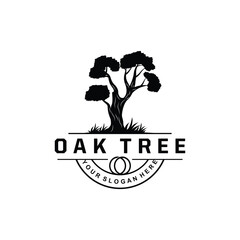 Fototapeta premium Oak Tree Logo, Nature Tree Plant Vector, Minimalist Simple Design, Illustration, Silhouette, Template