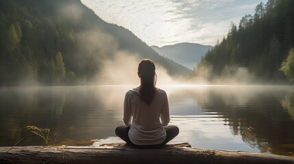 Serene image illustrating the practice of mindfulness meditation. A person in deep contemplation, symbolizing inner peace, mental clarity, and the quest for self understanding. Generative AI