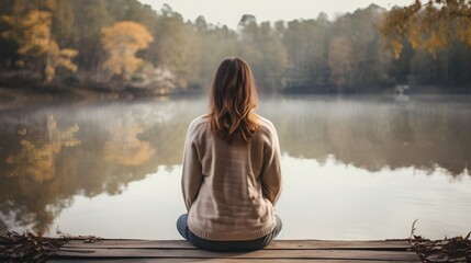 Serene image illustrating the practice of mindfulness meditation. A person in deep contemplation, symbolizing inner peace, mental clarity, and the quest for self understanding. Generative AI