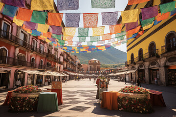 pueblo tradicional, colorido mexicano, celebracion.ia generada