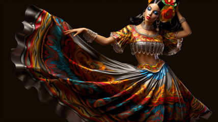 Bailarina, tradicional, folklore colorido. ia generada