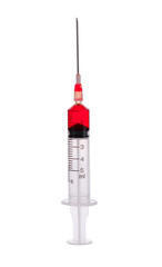  plastic syringe with red liquid isolated on transparent png