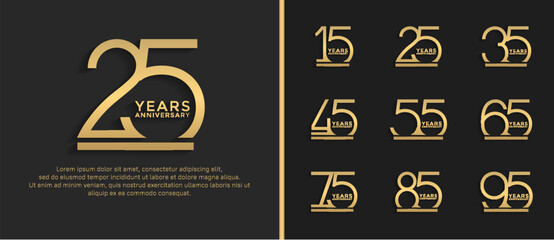 set of anniversary logo golden color on brown background for celebration moment