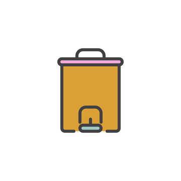 Pedal Dust bin filled outline icon