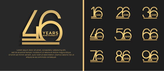 set of anniversary logo golden color on brown background for celebration moment