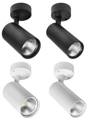 set of modern led track ceilling lamps isolated