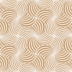Abstract geometric composition of round lines on a white background. Striped graphic texture. Retro optical design. Seamless repeating pattern. Vector image for textile, fabric, wrapping, and print. 