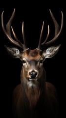 Deer portrait on black background