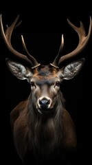 Deer portrait on black background