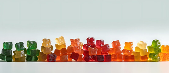 a row of gummy bears against a light background Generated by AI