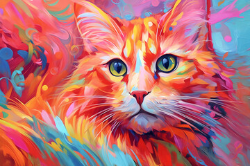Vibrant and bright and colorful animal portrait poster. AI generated - obrazy, fototapety, plakaty