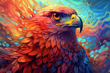 Obraz premium Vibrant and bright and colorful animal portrait poster. AI generated
