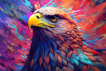 Obraz premium Vibrant and bright and colorful animal portrait poster. AI generated