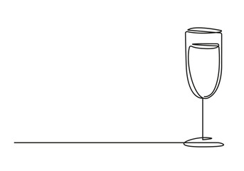 Continuous Line Drawing of Wine Glass Trendy Minimalist Illustration. Glass for Wine One Line Abstract Drawing. Minimalist Contour Drawing for Modern Design. Vector EPS 10. 