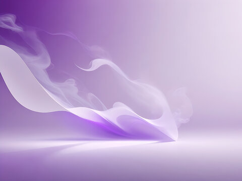 A beautiful abstract modern light lilac backdrop for a product presentation with a smooth floor and trailing smoke