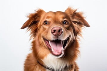 happy smiling dog white background