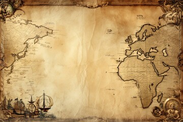 Vintage Map on Aged Paper Background