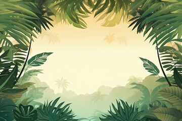 Tropical Foliage Silhouette on Light Base