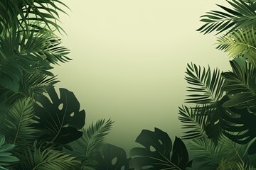 Fototapeta na wymiar Tropical Foliage Silhouette on Light Base