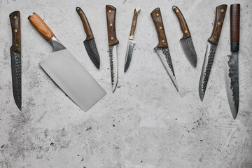 Various types of chef's knives