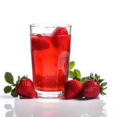 Strawberry juice isolated on white background. Generative AI