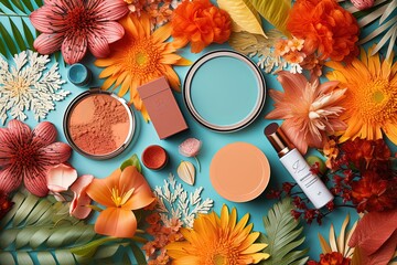 Bright Flat Lay Cosmetics Arrangement