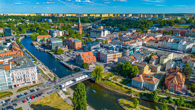 Architecture of Bydgoszcz at Brda river in Poland.