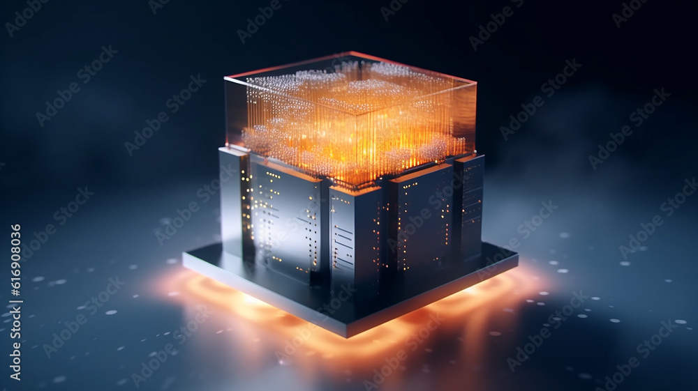 Wall mural quantum processor computer network big data. generative ai