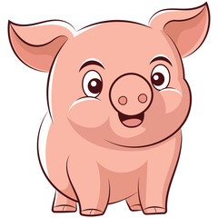 pig flat cartoon, farm logo design