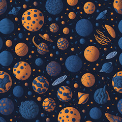 seamless pattern with colorful planets