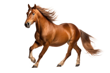 Obraz na płótnie Canvas Braunes Pferd isoliert auf einem transparenten (PNG) oder weißen Hintergrund. KI-generierter Inhalt.