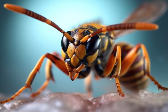 wasps close-up. Stinging insects. generated by AI.
