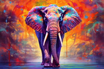 Vibrant and bright and colorful animal portrait poster.  