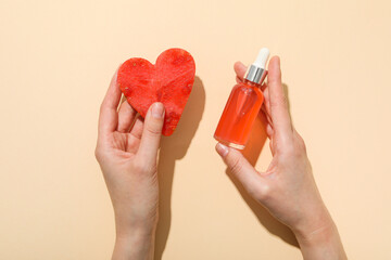 Concept of cosmetic and beauty procedures, watermelon cosmetic